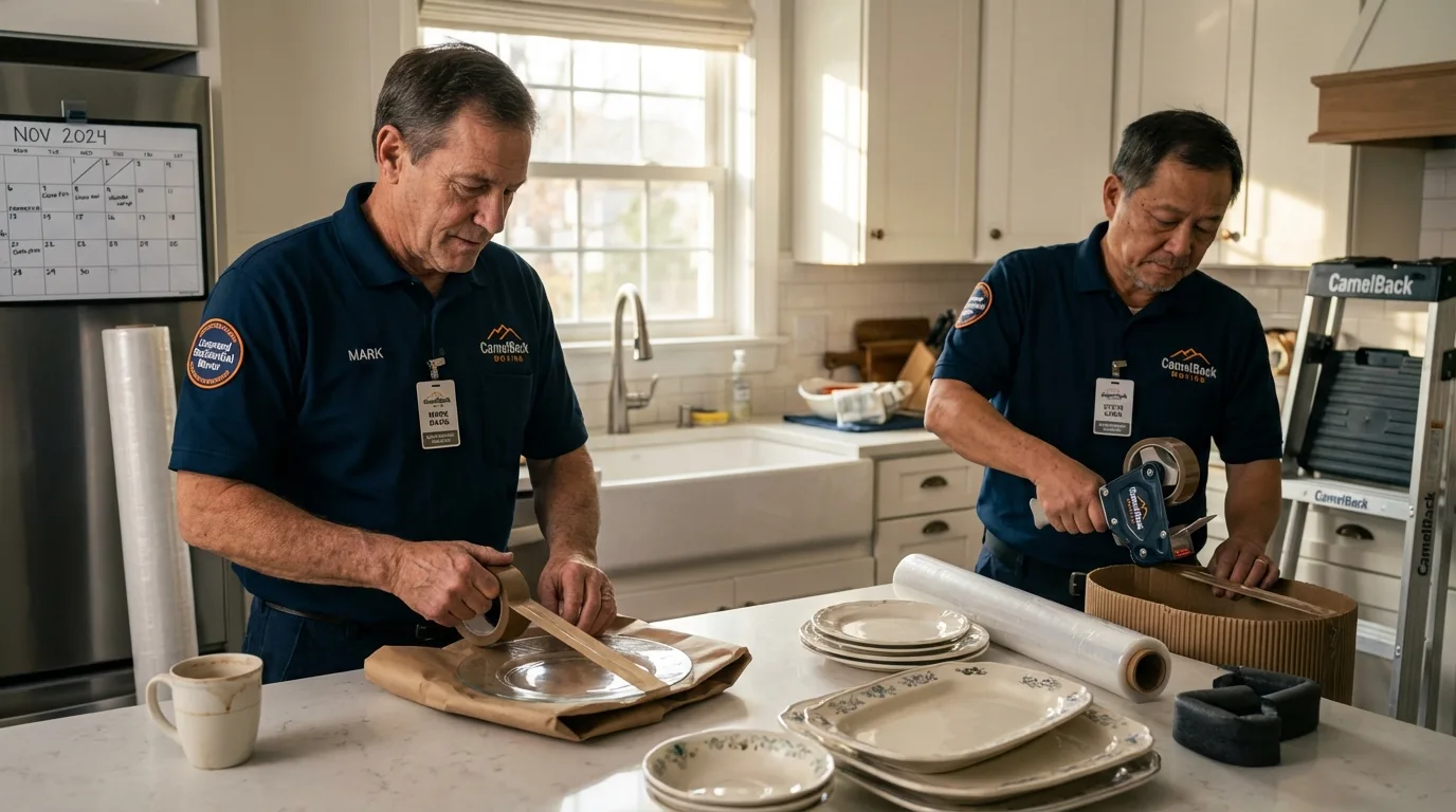 Professional crew packing kitchen dishware in Kamiah, ID